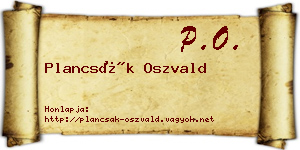 Plancsák Oszvald névjegykártya